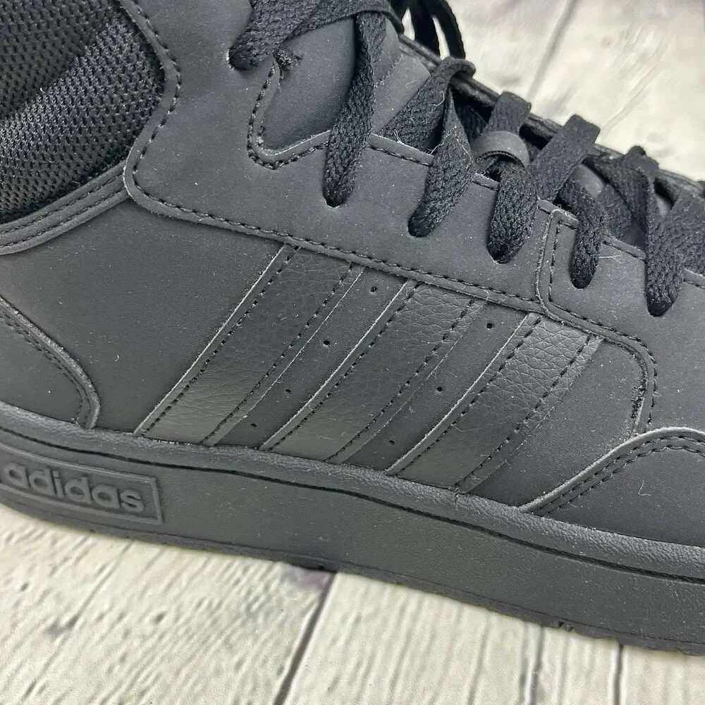 Adidas Hoops 3.0 Sneakers Men's Size 8 Classic Mid Top Triple Black Basketball